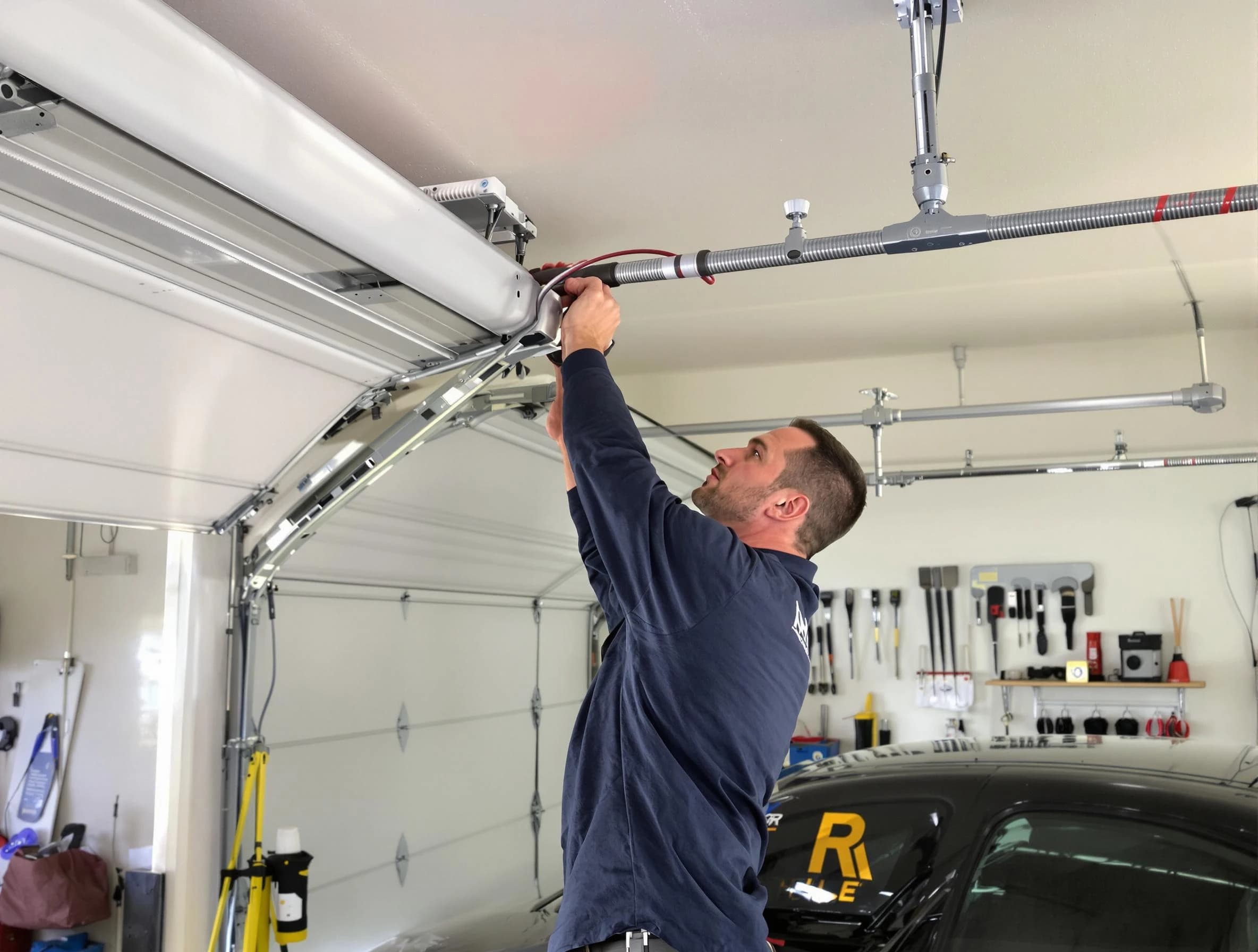 Hiram Garage Door Repair technician performing garage door cable repair in Hiram