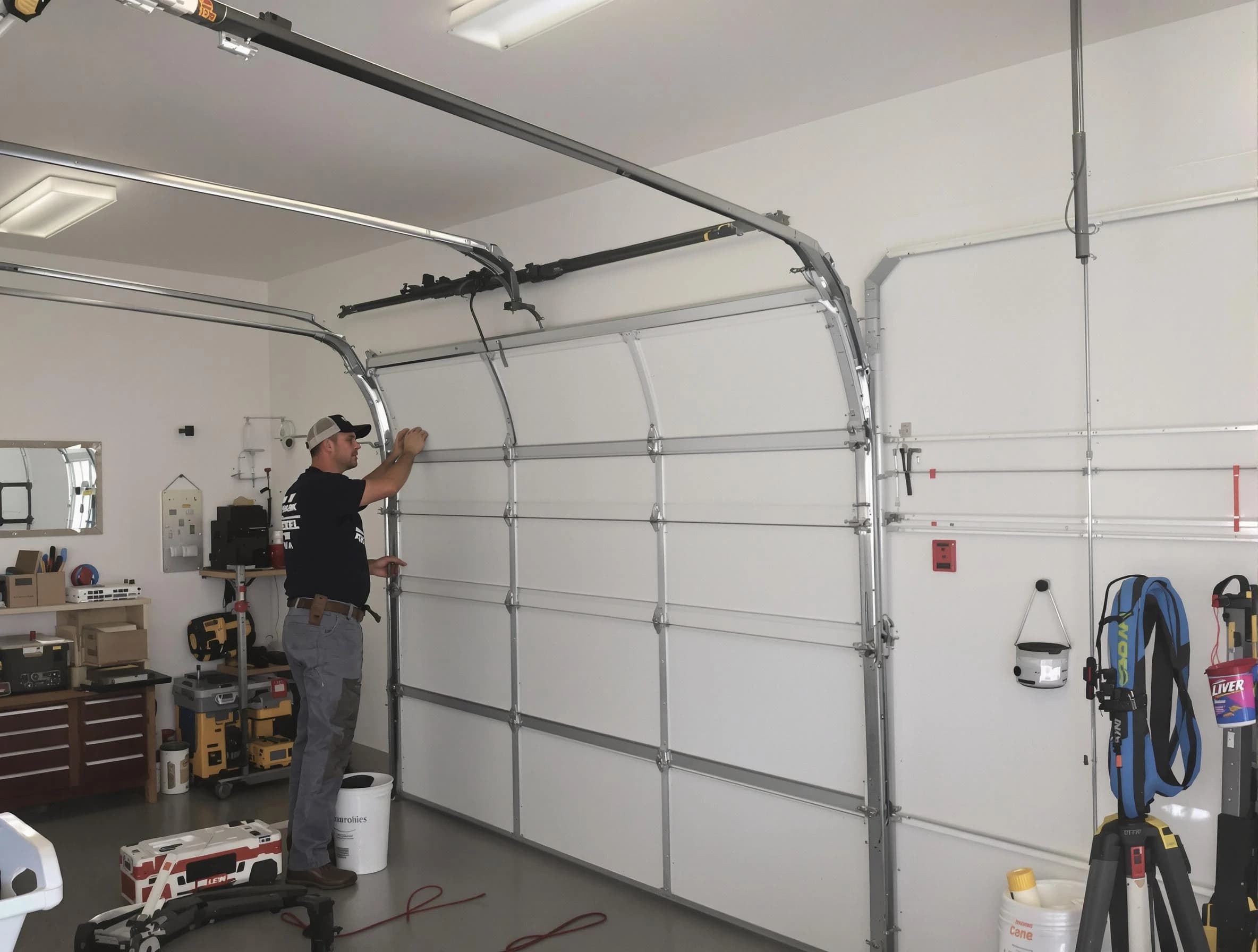 Hiram Garage Door Repair team installing new garage door in Hiram