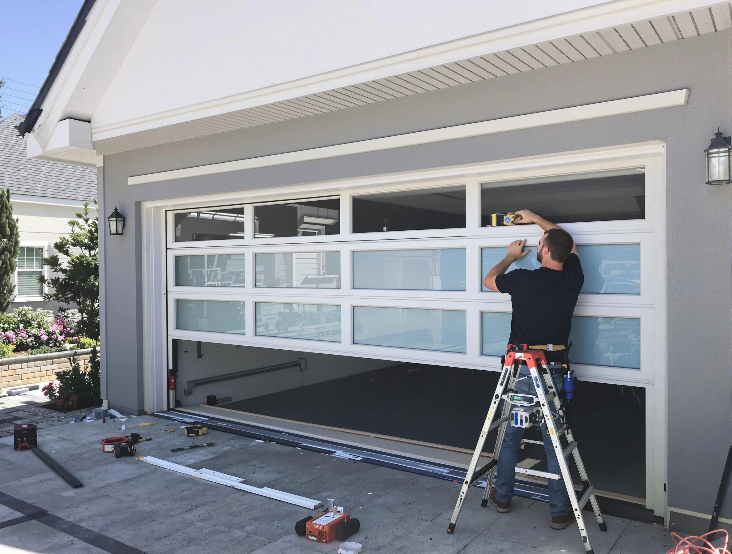 Hiram Garage Door Repair team performing garage door replacement in Hiram