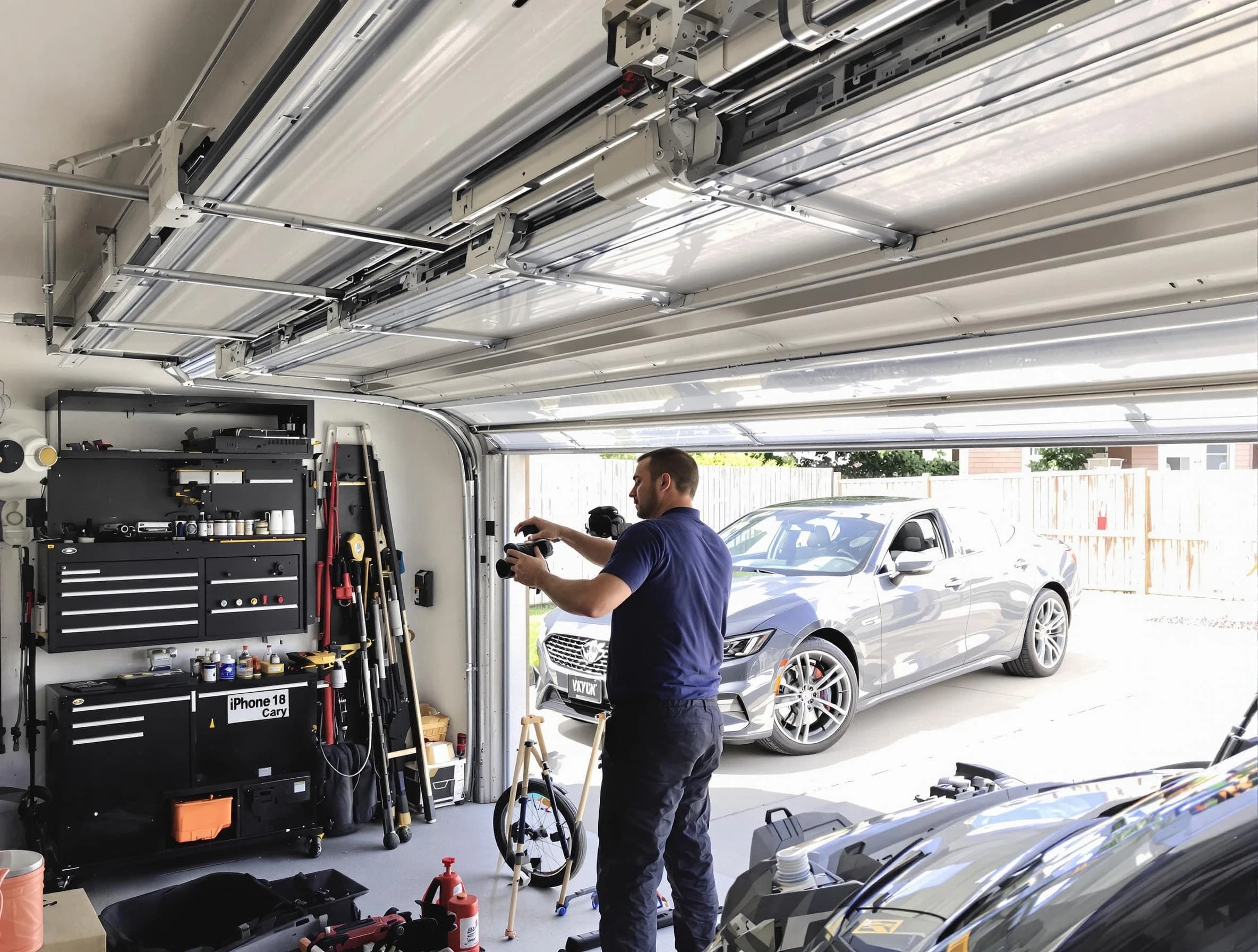 Hiram Garage Door Repair technician fixing noisy garage door in Hiram