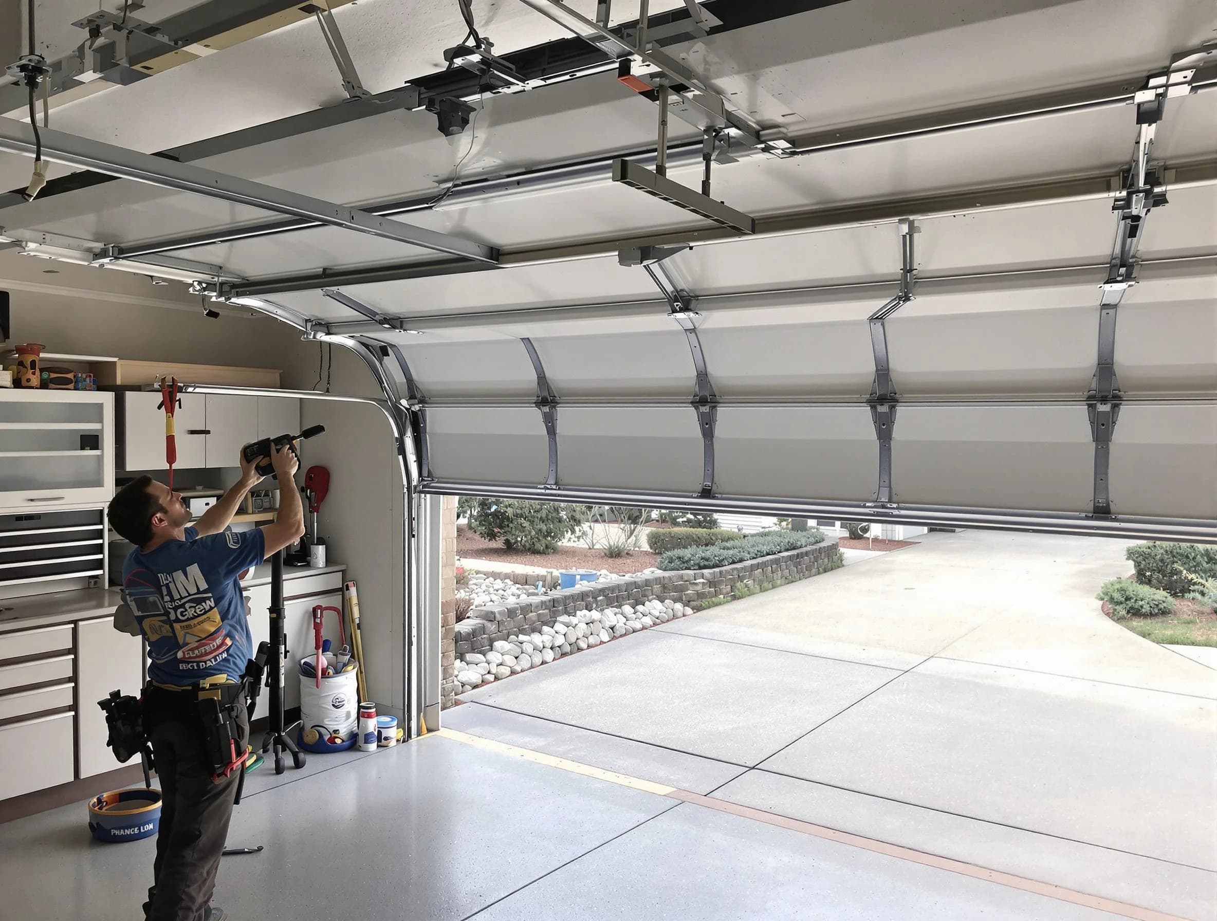 Garage door track repair service by Hiram Garage Door Repair in Hiram