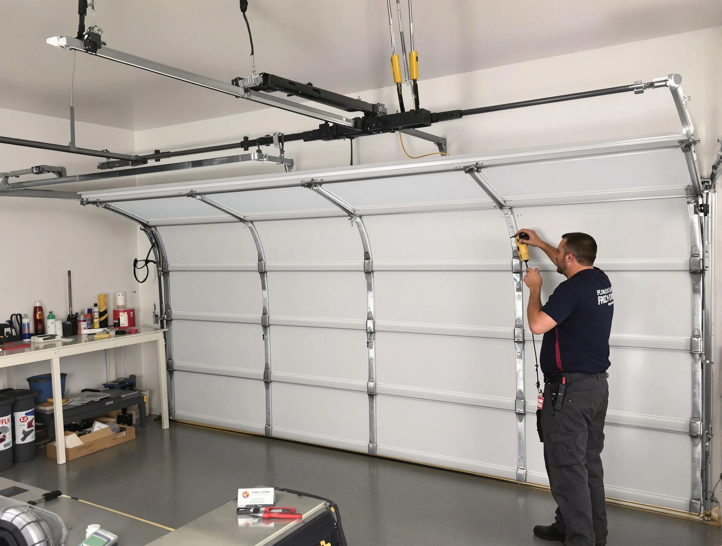 Hiram Garage Door Repair certified technician performing overhead door system repair in Hiram