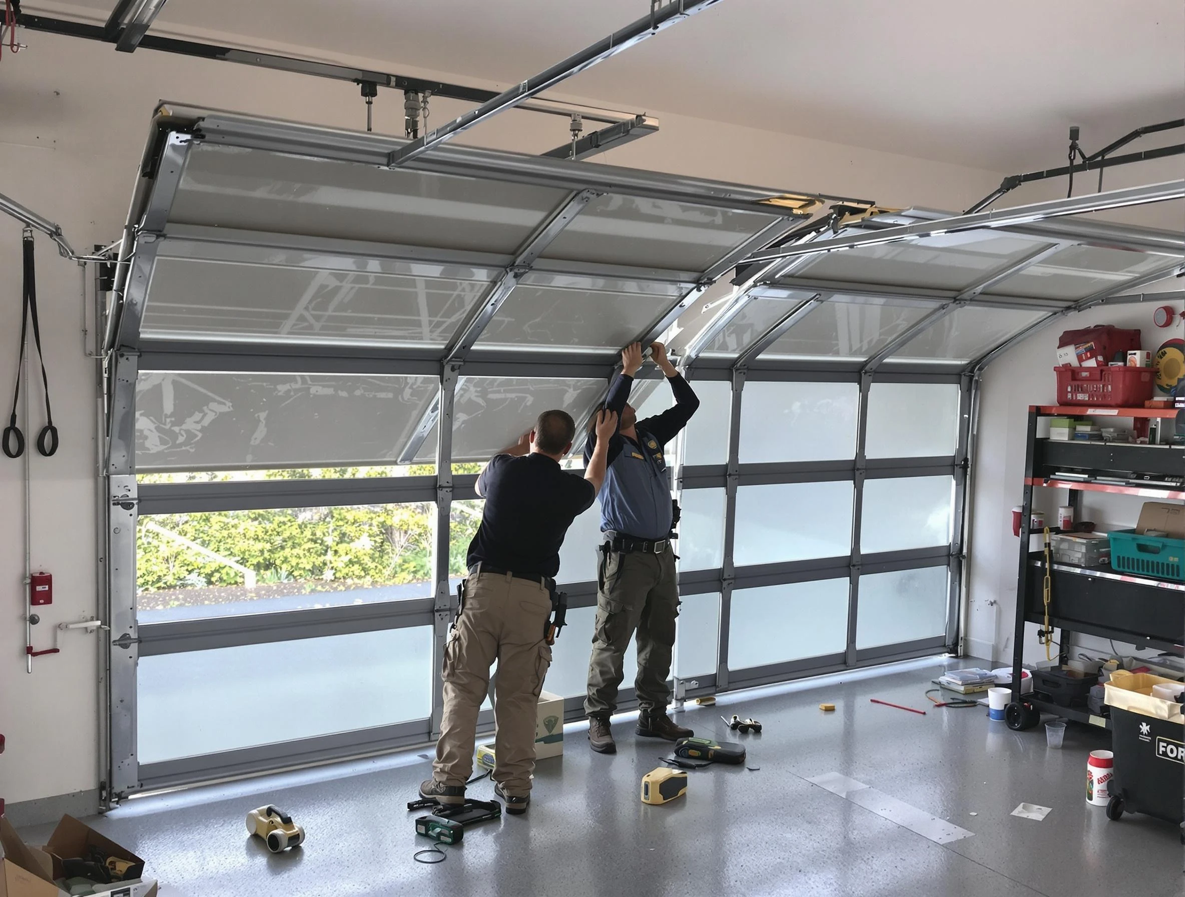 Hiram Garage Door Repair expert performing precise panel replacement on Hiram garage door